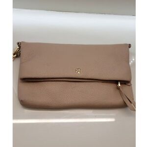Tory Burch Emerson Foldover Crossbody Bag Coral Pink Purse Leather Clutch Girlie